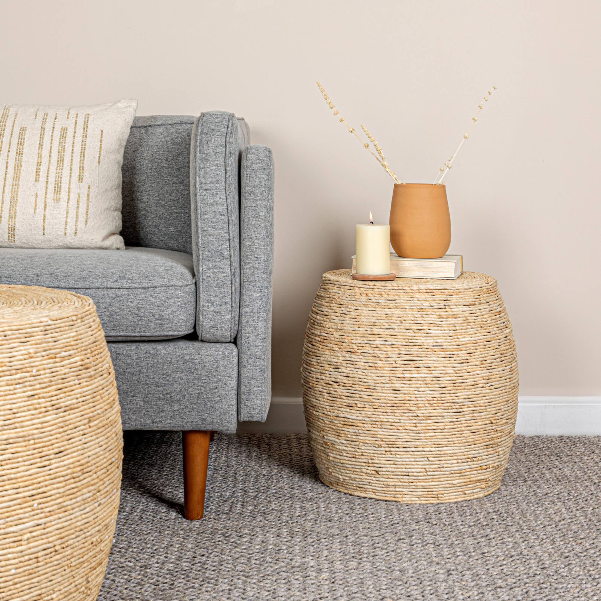 Hello Honey® 17" Natural Corn Rope Round Accent Table